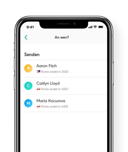 Azimo iOS/Apple-App auf einem iPhone-Bildschirm