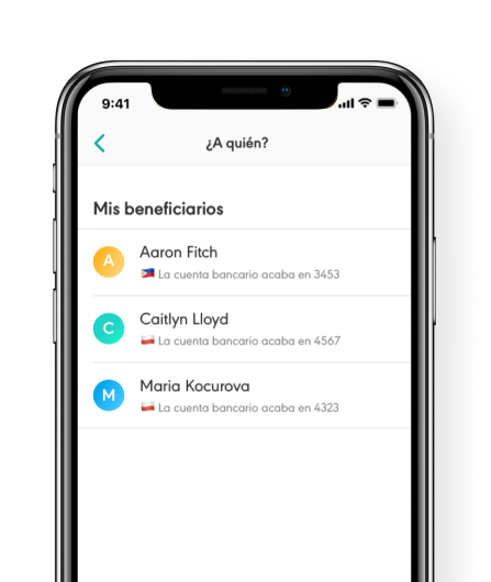 App iOS/Apple de Azimo en una pantalla de iPhone